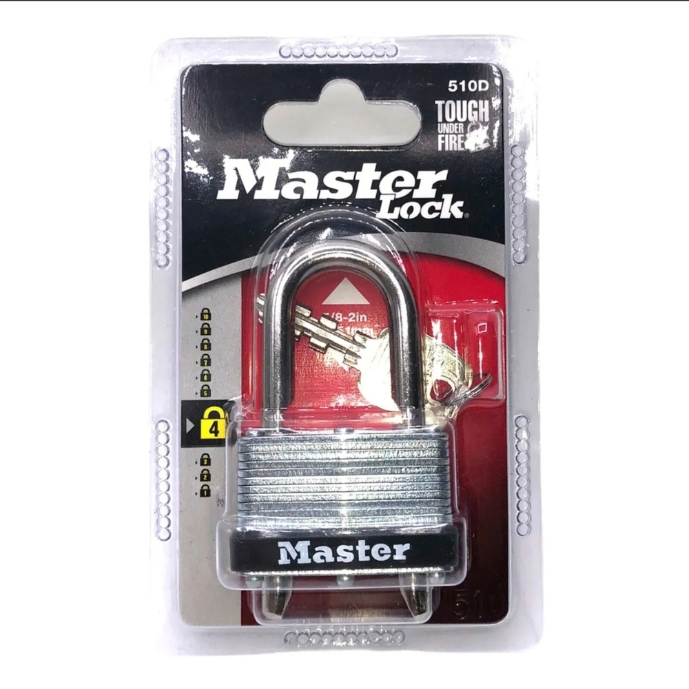 Master Lock 510D Adjustable Shackle 5/8" to 2" Padlock 2 Keys NEW Shed Gate